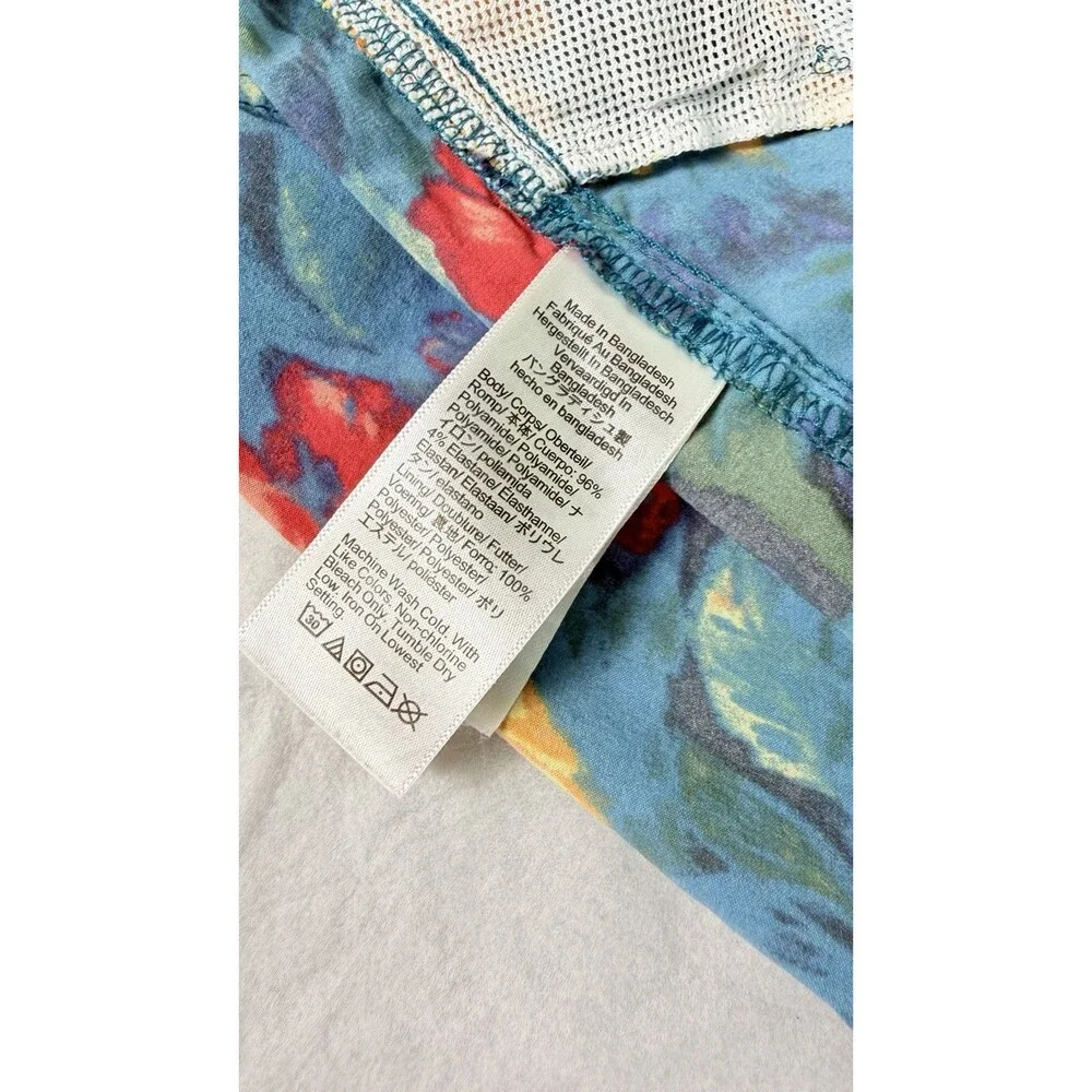 J.Crew Swim Trunks Mens M Floral Print Blue Orange Stretch 6